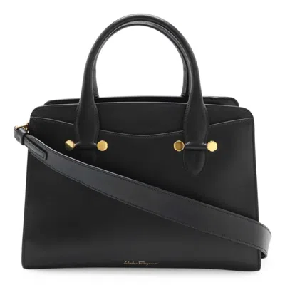 Pre-owned Ferragamo Leather Handbag Shoulder Bag () In Black