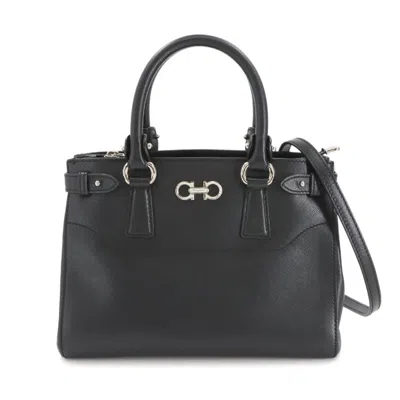 Pre-owned Ferragamo Leather Handbag Shoulder Bag () In Black