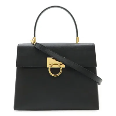Pre-owned Ferragamo Leather Handbag Shoulder Bag () In Black