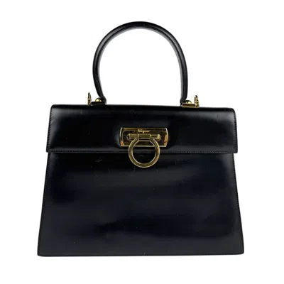 Pre-owned Ferragamo Leather Handbag Shoulder Bag () In Black