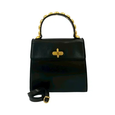Pre-owned Ferragamo Leather Handbag Shoulder Bag () In Black