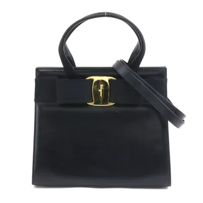 Pre-owned Ferragamo Leather Handbag Shoulder Bag () In Black