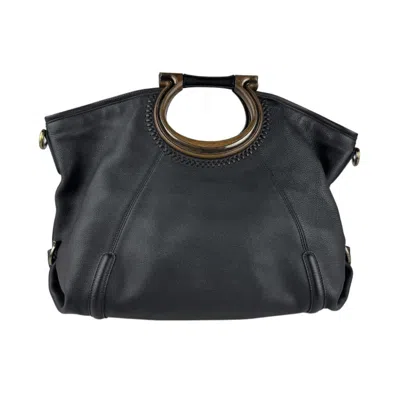 Pre-owned Ferragamo Leather Handbag Shoulder Bag () In Black