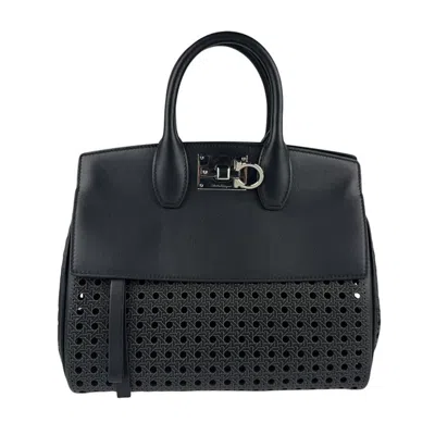 Pre-owned Ferragamo Leather Handbag Shoulder Bag () In Black