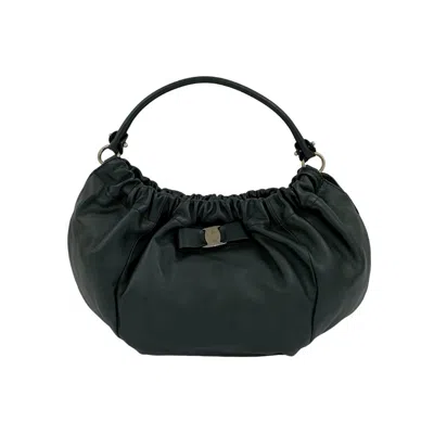 Pre-owned Ferragamo Leather Handbag Shoulder Bag () In Black