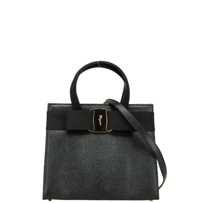 Pre-owned Ferragamo Leather Handbag Shoulder Bag () In Black