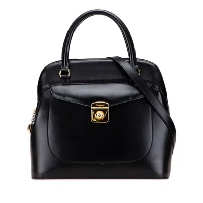 Pre-owned Ferragamo Leather Handbag Shoulder Bag () In Black