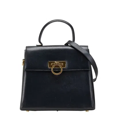 Pre-owned Ferragamo Leather Handbag Shoulder Bag () In Black