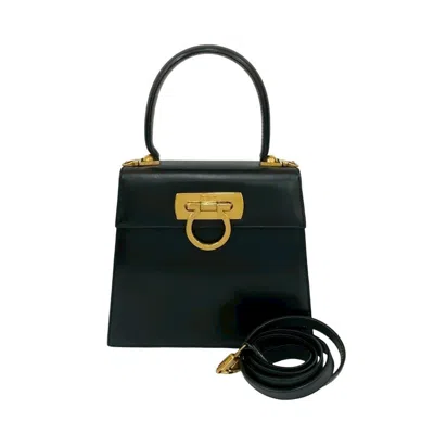 Pre-owned Ferragamo Leather Handbag Shoulder Bag () In Black