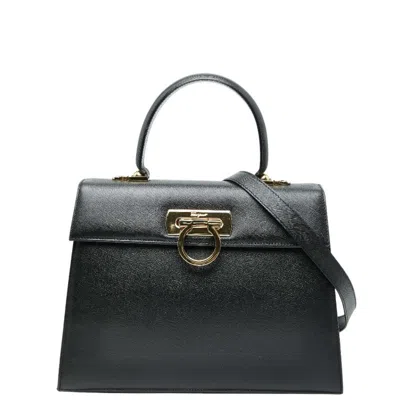 Pre-owned Ferragamo Leather Handbag Shoulder Bag () In Black