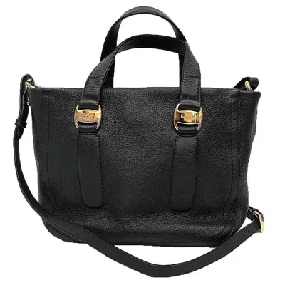 Pre-owned Ferragamo Leather Handbag Shoulder Bag () In Black
