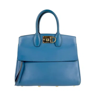Pre-owned Ferragamo Leather Handbag Shoulder Bag () In Blue
