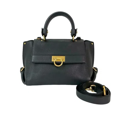 Pre-owned Ferragamo Leather Handbag Shoulder Bag () In Gray