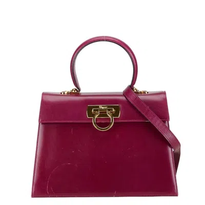Pre-owned Ferragamo Leather Handbag Shoulder Bag () In Purple