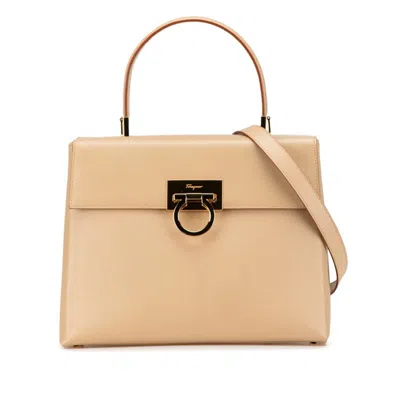 Pre-owned Ferragamo Leather Handbag Shoulder Bag () In Sand