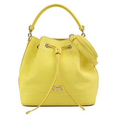 Pre-owned Ferragamo Leather Handbag Shoulder Bag () In Yellow