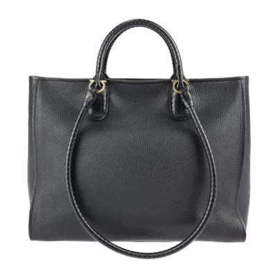 Pre-owned Ferragamo Leather Handbag Shoulder Bag Tote Bag () In Black