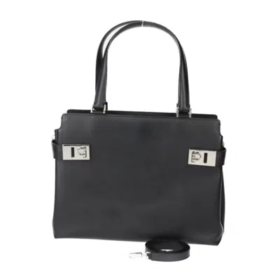 Pre-owned Ferragamo Leather Handbag Shoulder Bag Tote Bag () In Black
