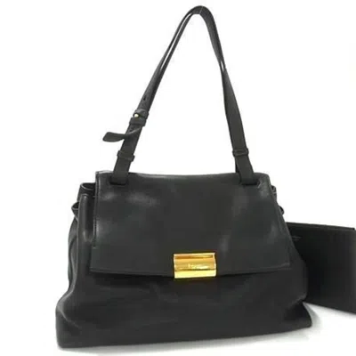 Pre-owned Ferragamo Leather Handbag Shoulder Bag Tote Bag () In Black