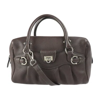 Pre-owned Ferragamo Leather Handbag Shoulder Bag Tote Bag () In Brown