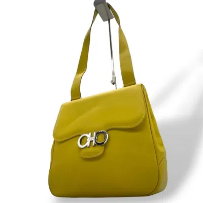 Pre-owned Ferragamo Leather Handbag Shoulder Bag Tote Bag () In Yellow