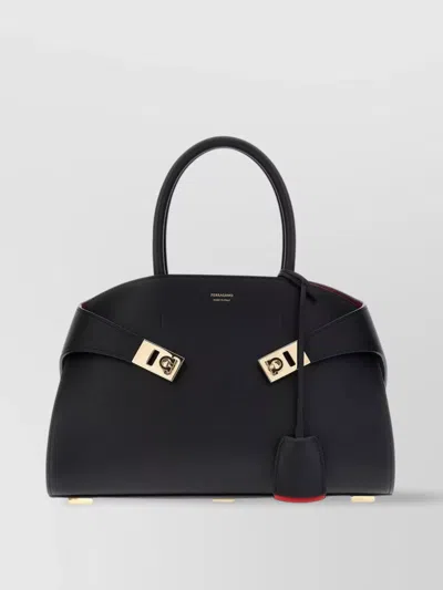 Ferragamo Leather Handbag Small Round Handles