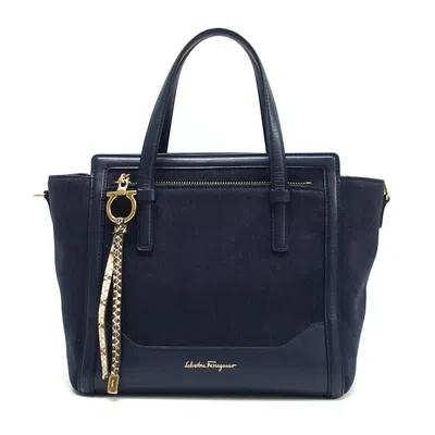 Pre-owned Ferragamo Leather Handbag Tote Bag () In Blue