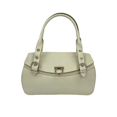 Pre-owned Ferragamo Leather Handbag Tote Bag () In White
