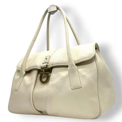 Pre-owned Ferragamo Leather Handbag Tote Bag () In White