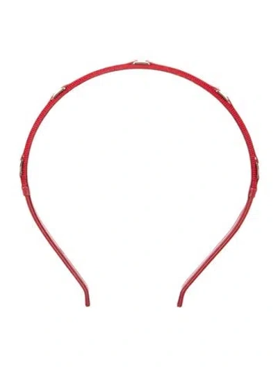 Pre-owned Ferragamo Leather Headband In Red