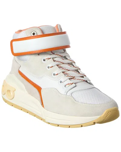 Ferragamo Leather High-top Sneaker In Neutral