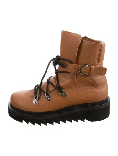 Pre-owned Ferragamo Leather Hiking Boots In Brown