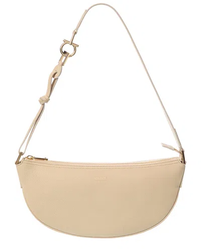 Ferragamo Leather Hobo Bag In Beige