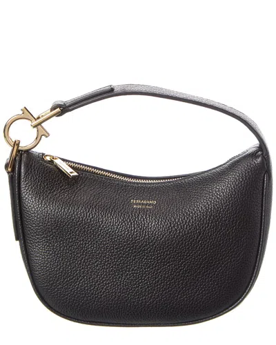 Ferragamo Leather Hobo Bag In Black