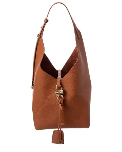 Ferragamo Leather Hobo Bag In Brown