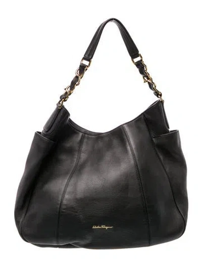 Pre-owned Ferragamo Leather Hobo In Black