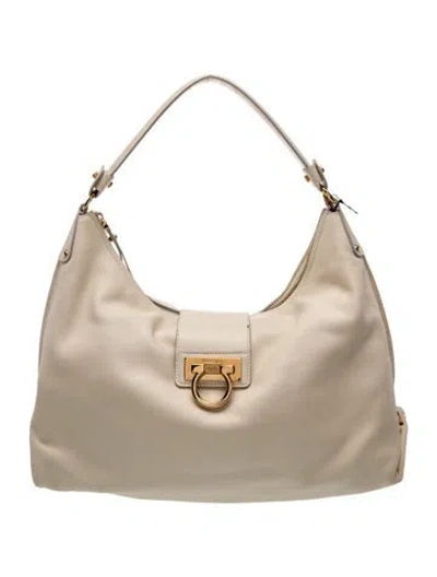 Pre-owned Ferragamo Leather Hobo In Neutral