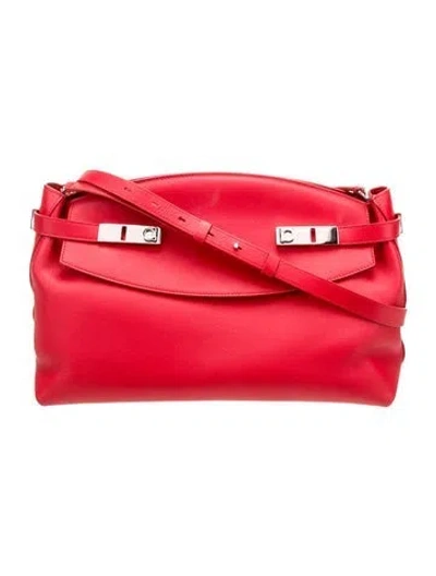 Pre-owned Ferragamo Leather Hug Pouch In Red