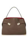 Ferragamo Two-tone Structured Medium Shoulder Bag In Grey