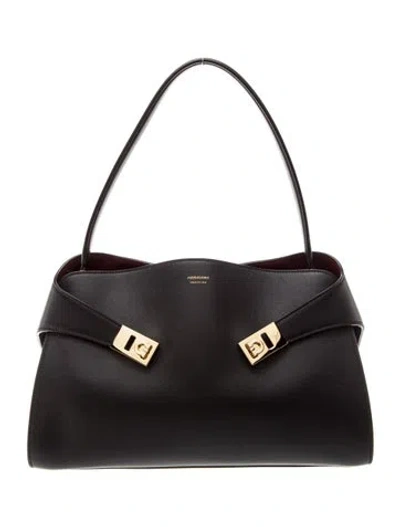 Pre-owned Ferragamo Leather Hug Small In Black