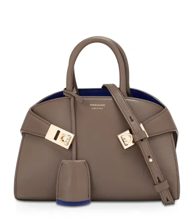 Ferragamo Leather Hug Soft Top-handle Bag In Brown