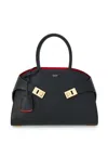 Ferragamo Structured Shoulder Bag With Smooth Texture And Minimalist Design In Black
