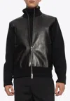 Ferragamo Luxury Wool And Leather Zip Cardigan For Men In Black