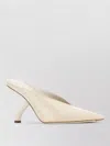 Ferragamo Leather Itaca Mules Pointed Toe Heel In Neutral