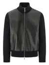 Ferragamo Luxury Wool And Leather Zip Cardigan For Men
