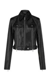 Ferragamo Biker Jacket With Vertical Zip Detail In Black