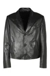 Ferragamo Lapel Collar Leather Jacket With Front Pockets In Black
