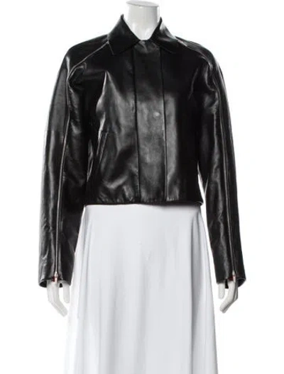 Pre-owned Ferragamo Leather Jacket In Black