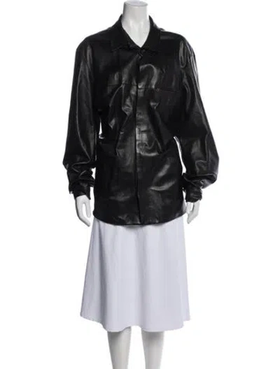Pre-owned Ferragamo Leather Jacket In Black