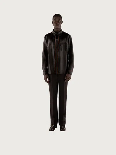 Ferragamo Leather Jacket In Purple